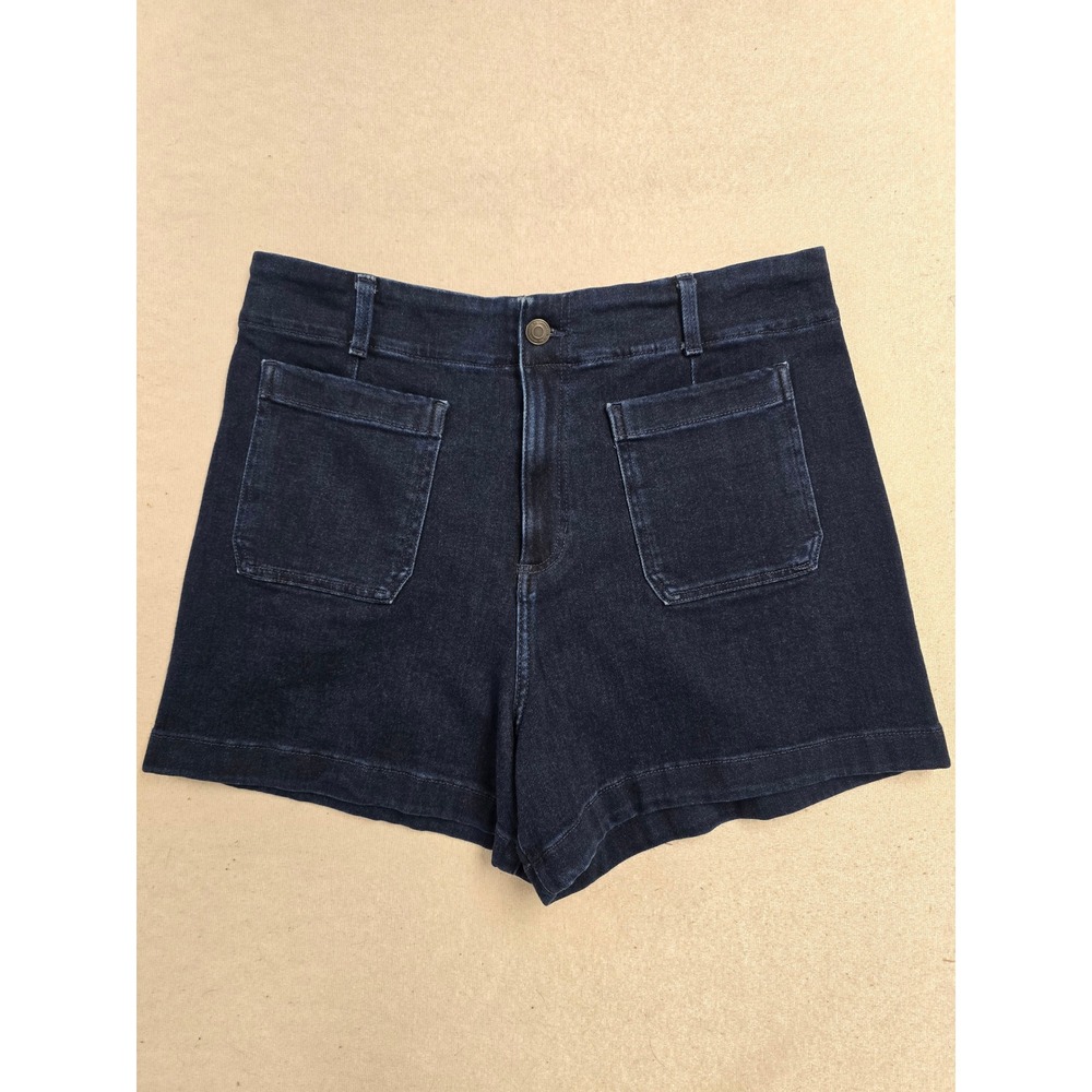 LC Lauren Conrad Super High-Rise Patch Pocket Denim Shorts Dark Wash 16 NWT‎